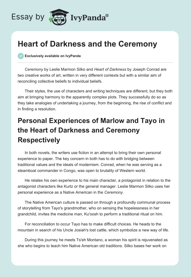 Heart of Darkness and the Ceremony. Page 1