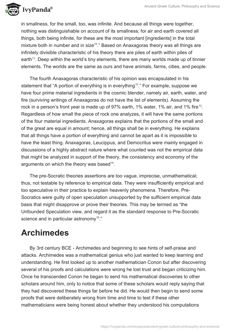 Ancient Greek Culture, Philosophy and Science. Page 3