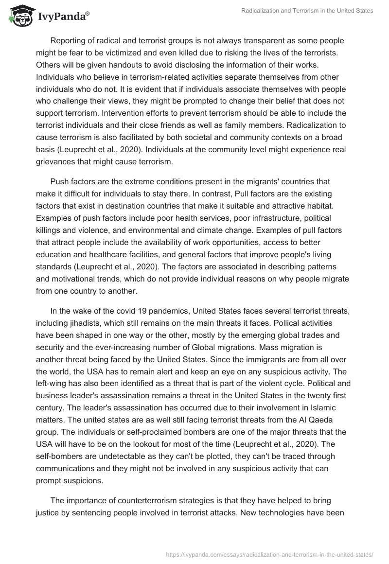 Radicalization and Terrorism in the United States. Page 2