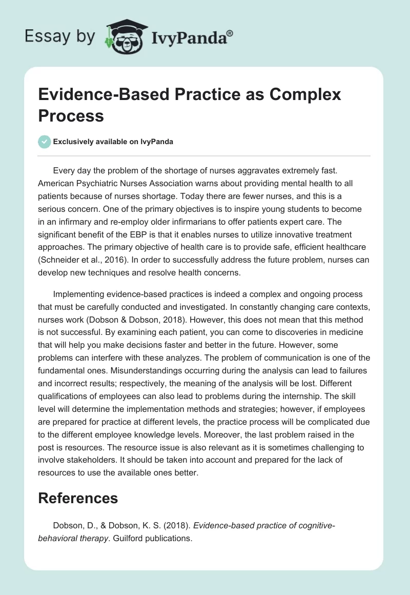 Evidence-Based Practice as Complex Process. Page 1