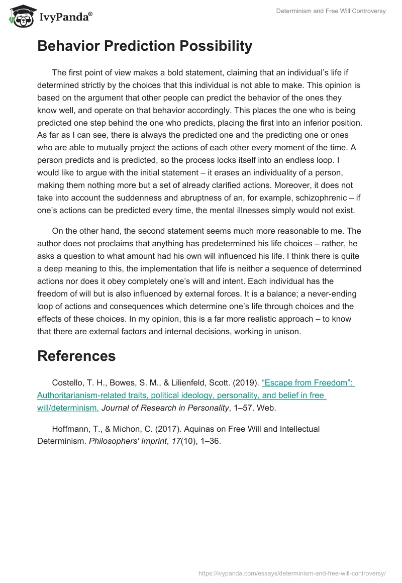 Determinism and Free Will Controversy. Page 2