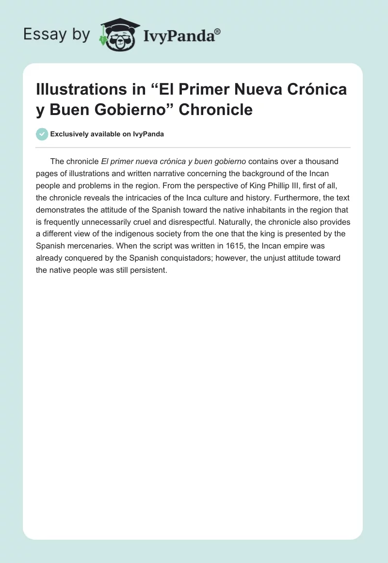 Illustrations in “El Primer Nueva Crónica y Buen Gobierno” Chronicle. Page 1