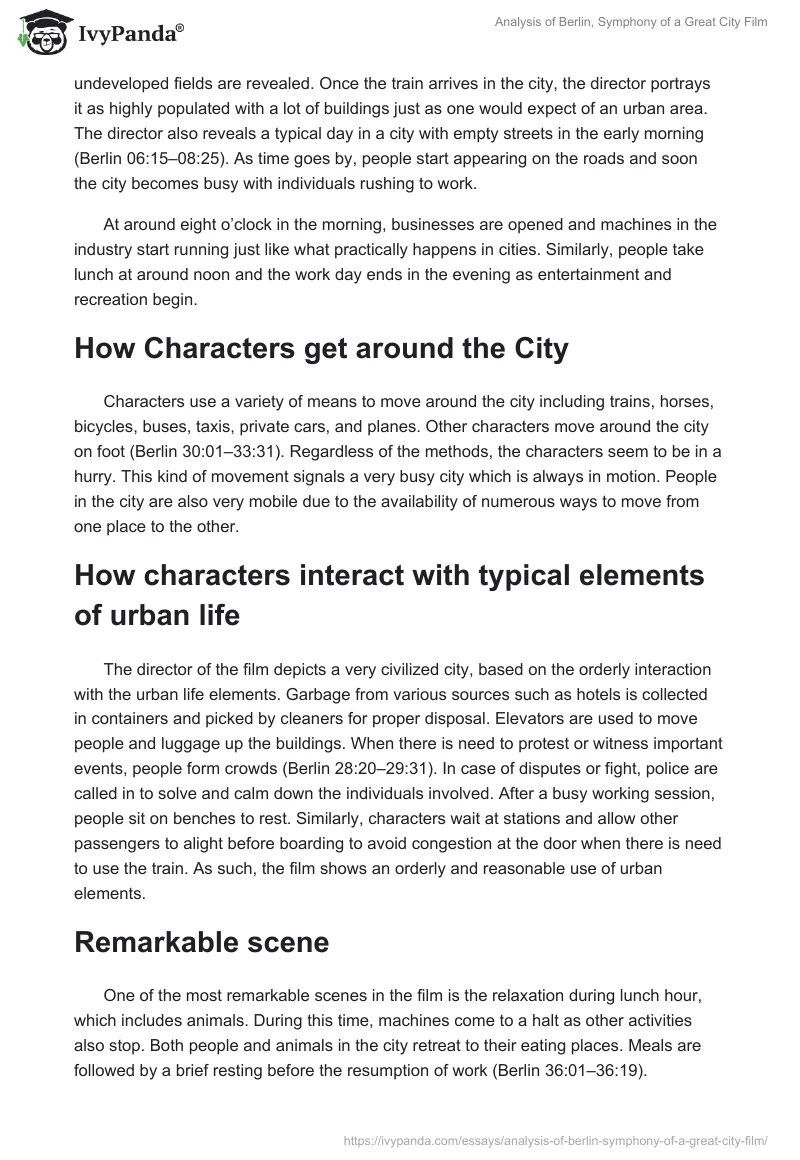 Analysis of "Berlin, Symphony of a Great City" Film. Page 2