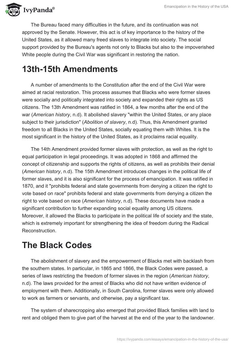 Emancipation in the History of the USA. Page 2