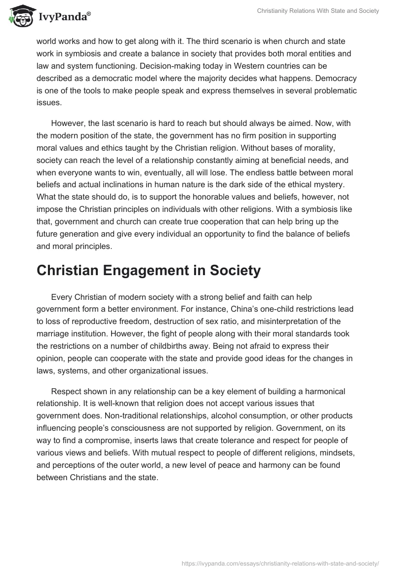 Christianity Relations With State and Society. Page 2