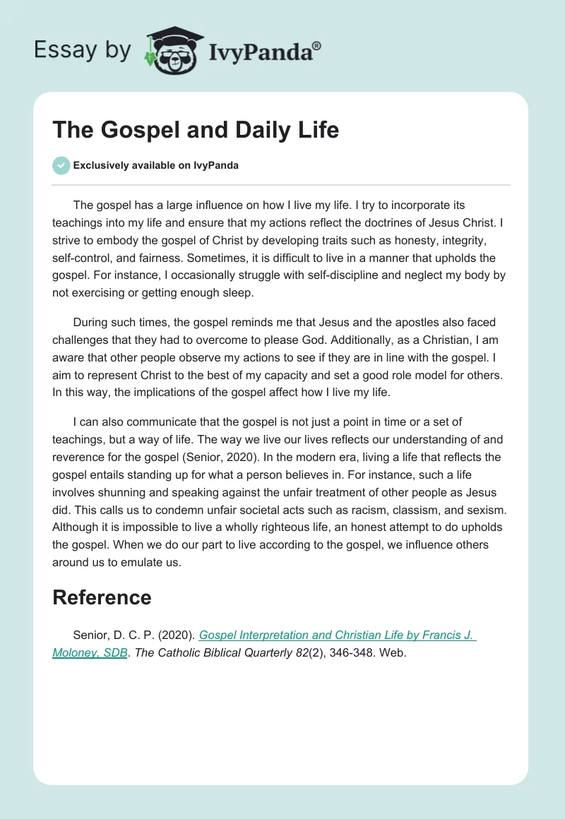 The Gospel and Daily Life. Page 1