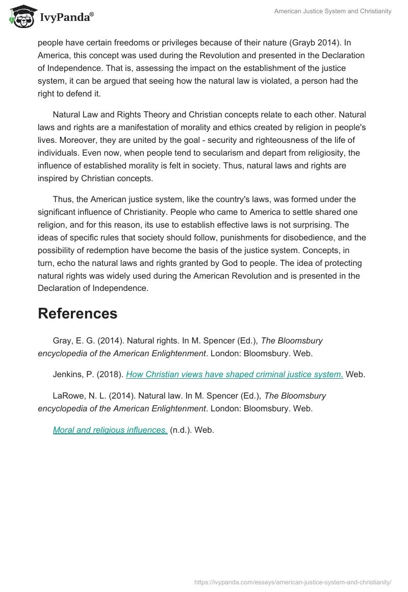 American Justice System and Christianity. Page 2