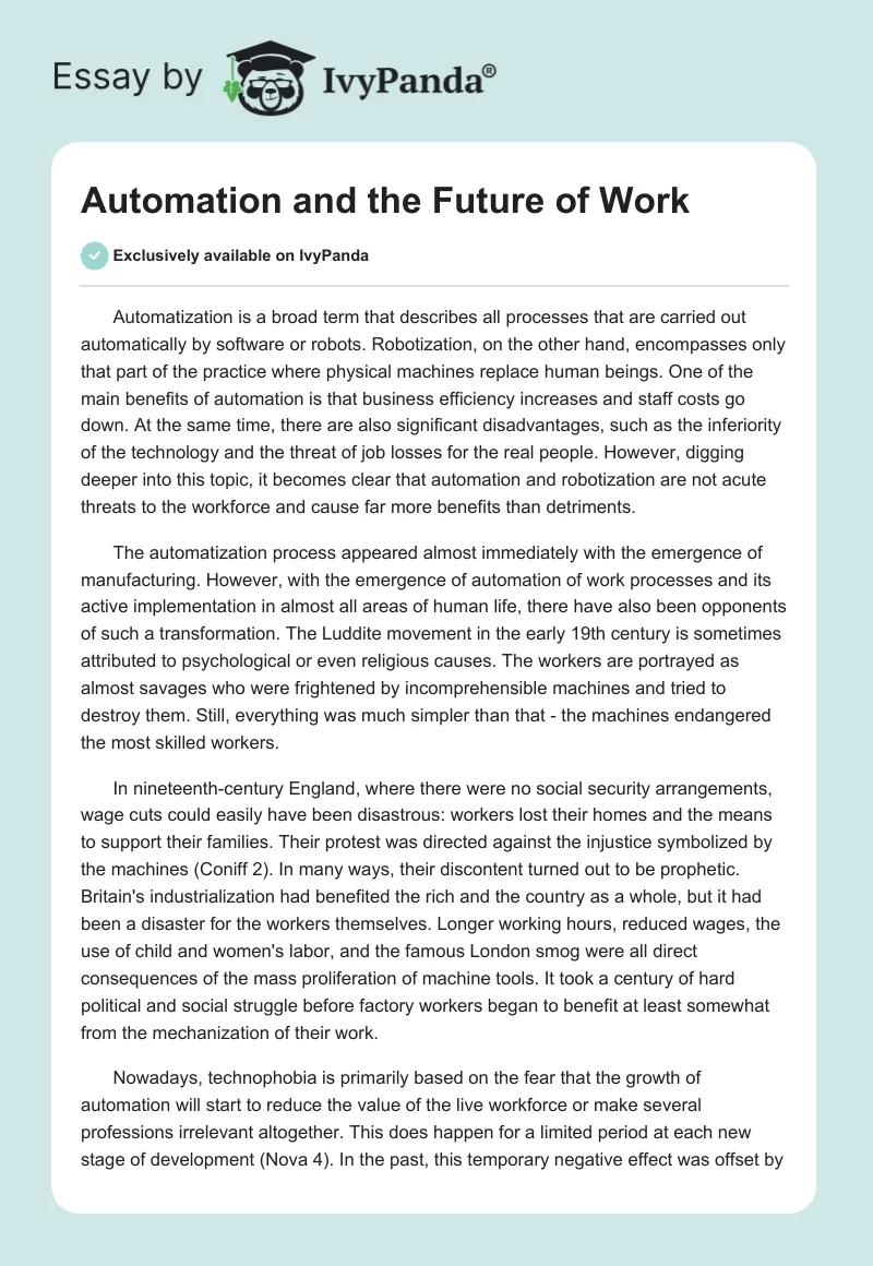 Automation and the Future of Work. Page 1