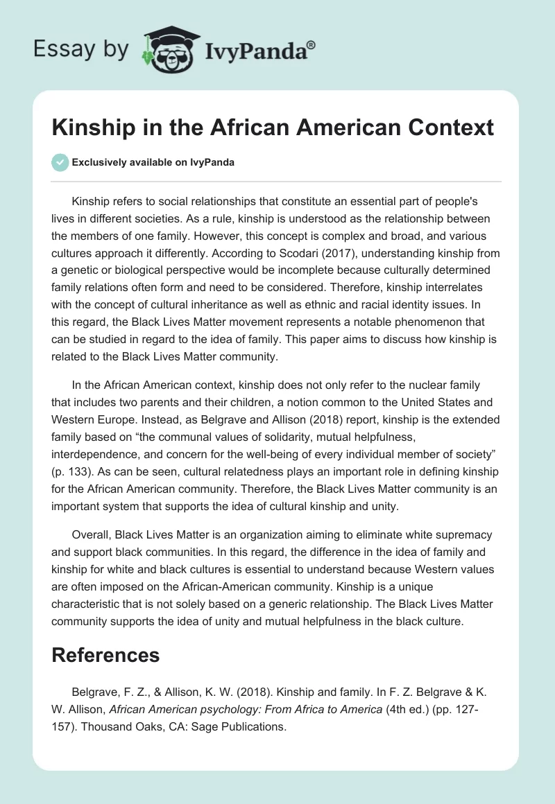 Kinship in the African American Context. Page 1
