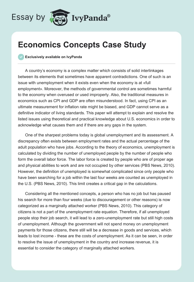 Economics Concepts Case Study. Page 1