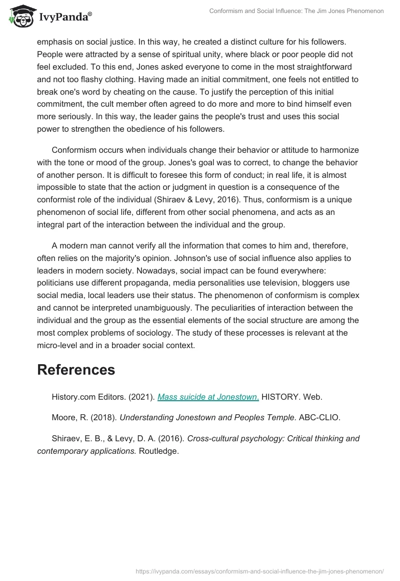 Conformism and Social Influence: The Jim Jones Phenomenon. Page 2