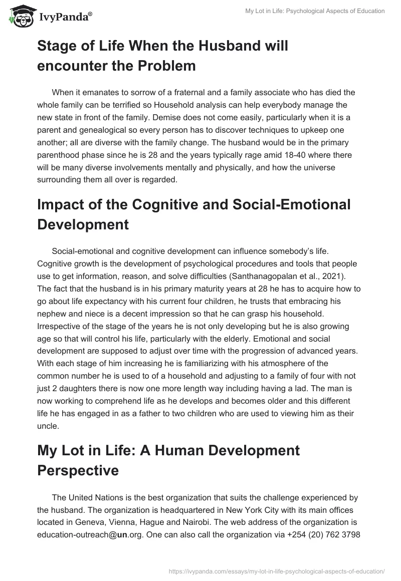 My Lot in Life: Psychological Aspects of Education. Page 3