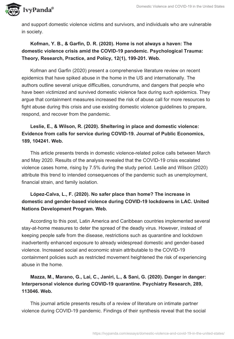 The Impact of COVID-19 on Domestic Violence in the US. Page 2