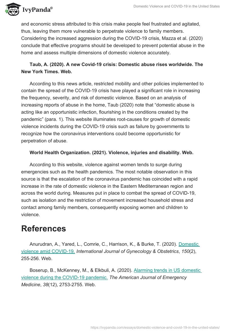 Domestic Violence and COVID-19 in the United States. Page 3