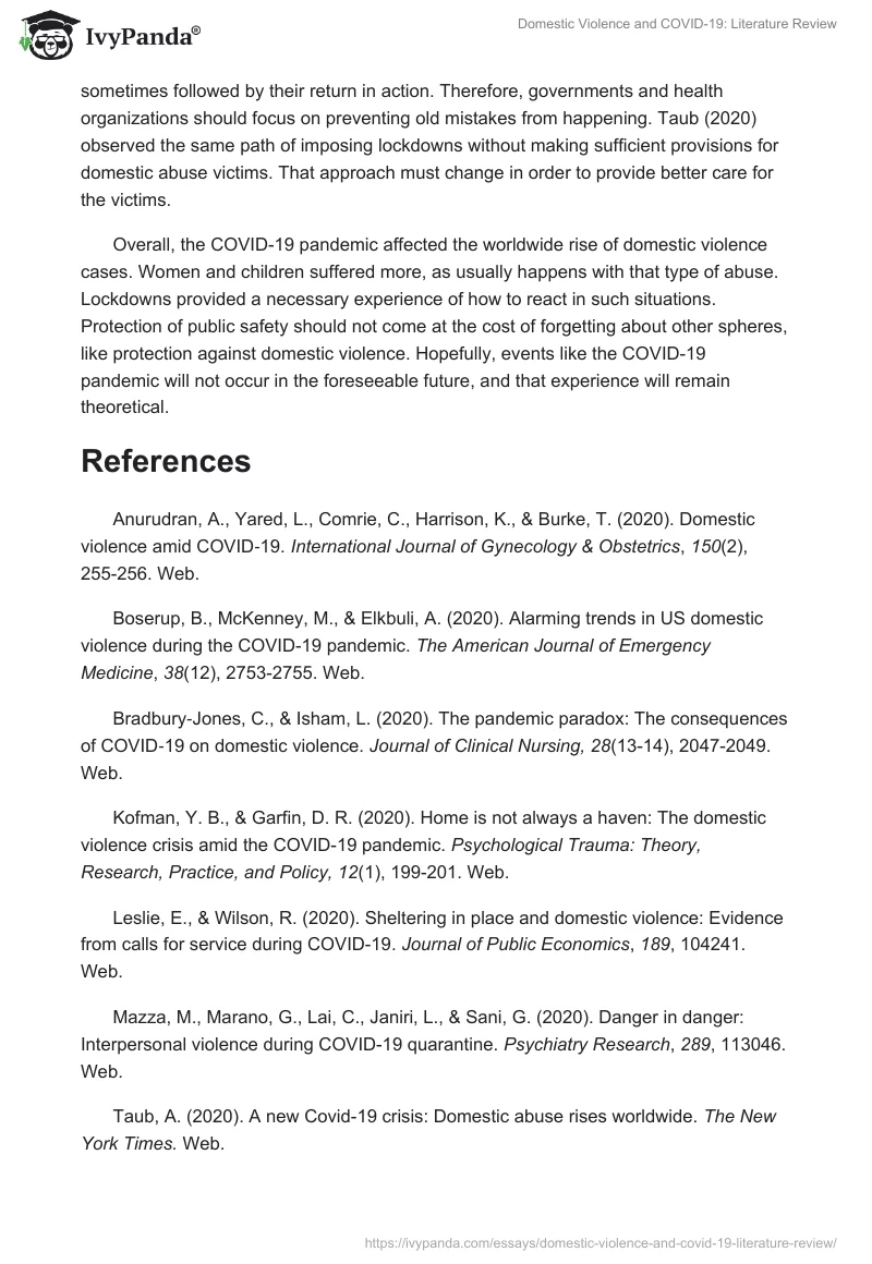Domestic Violence and COVID-19: Literature Review. Page 3