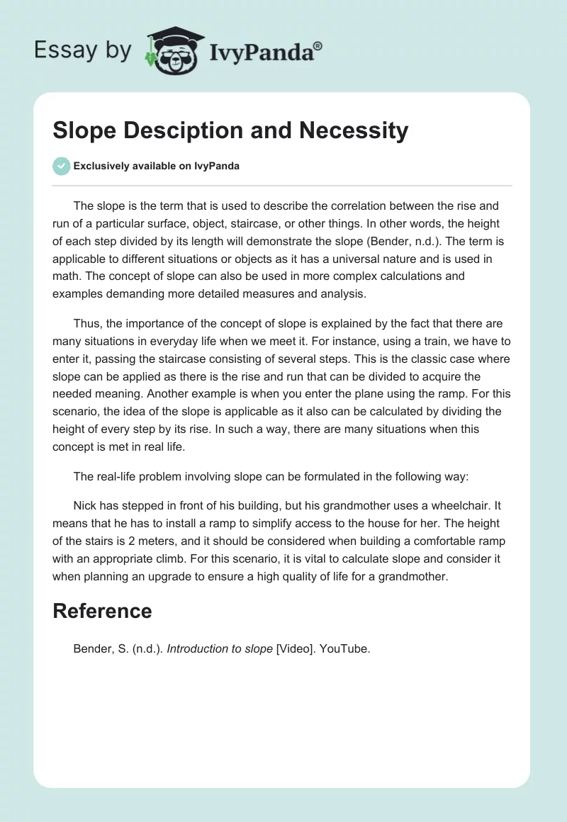 Slope Desciption and Necessity. Page 1