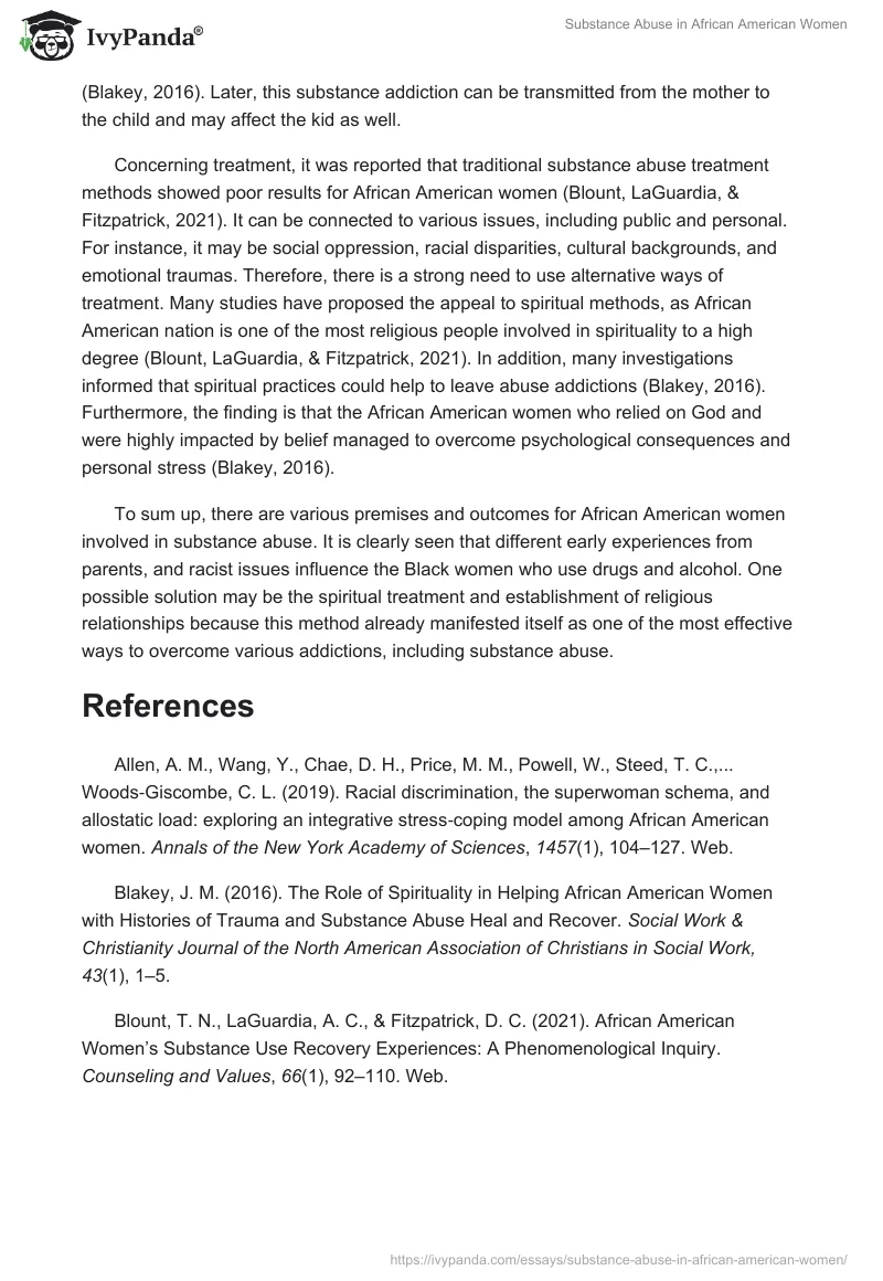 Substance Abuse in African American Women. Page 2