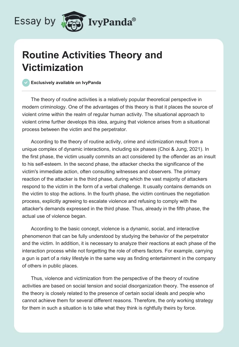 Routine Activities Theory and Victimization. Page 1