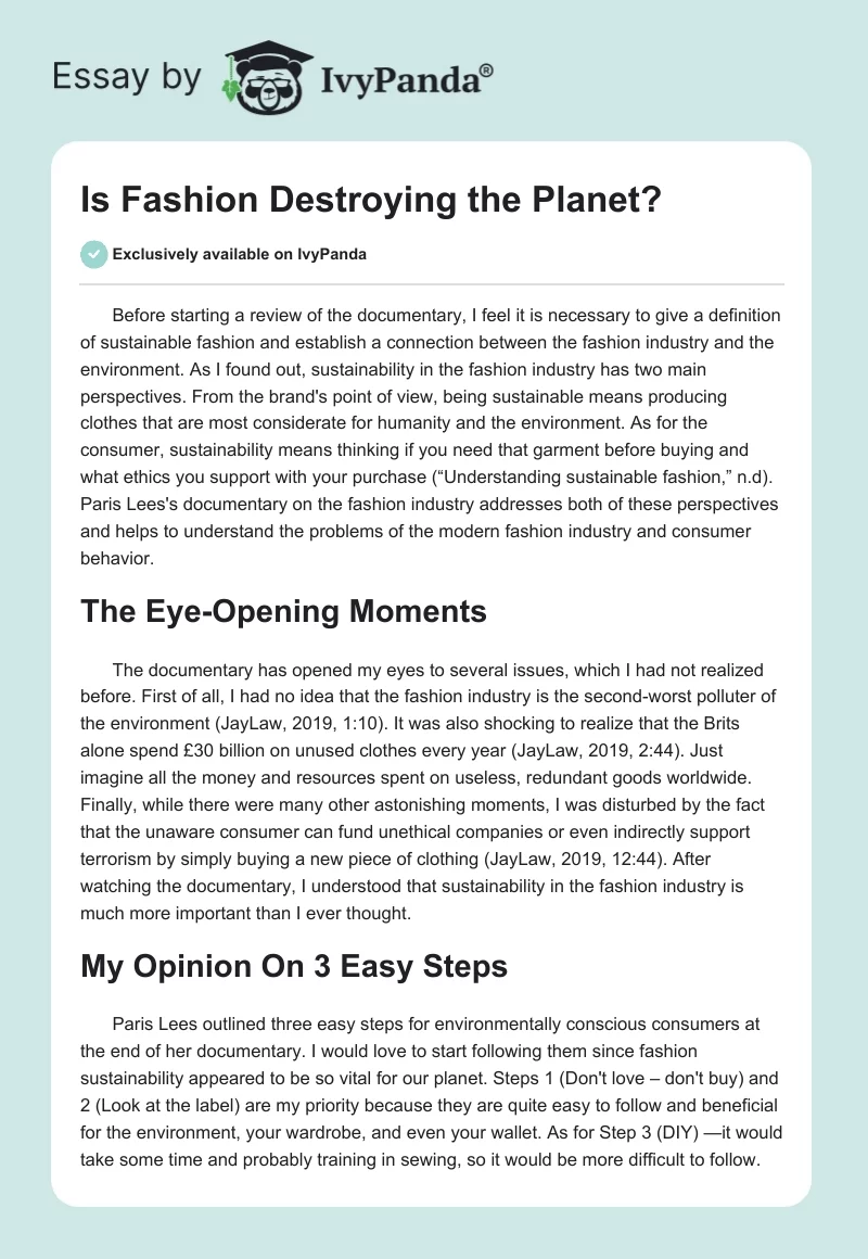 Is Fashion Destroying the Planet?. Page 1