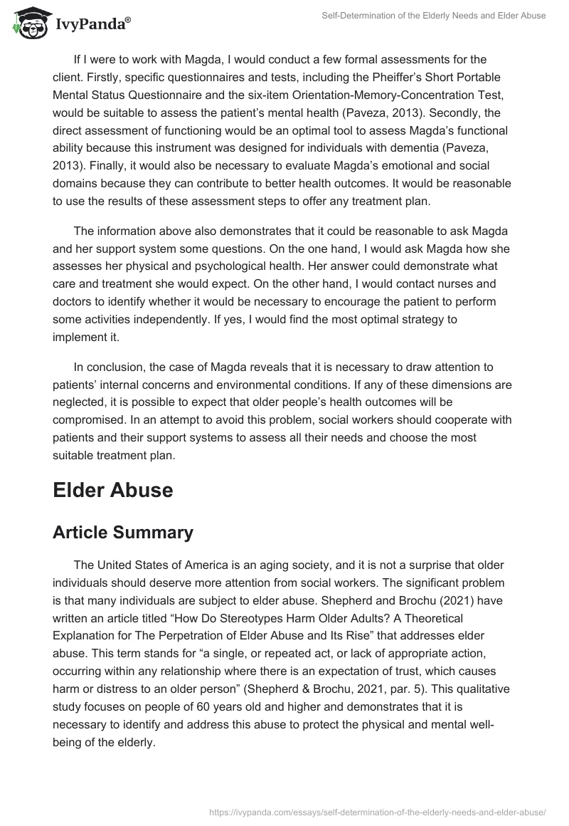 Self-Determination of the Elderly Needs and Elder Abuse. Page 2
