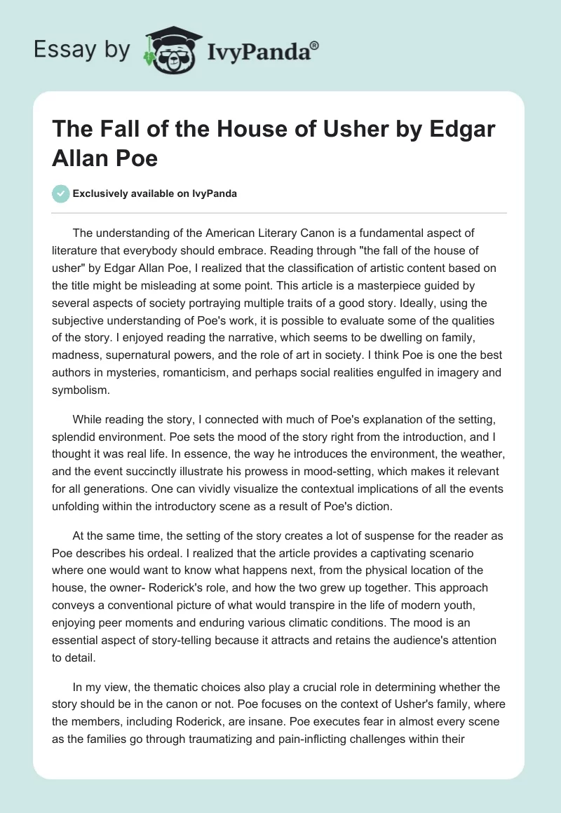 The Fall of the House of Usher by Edgar Allan Poe. Page 1