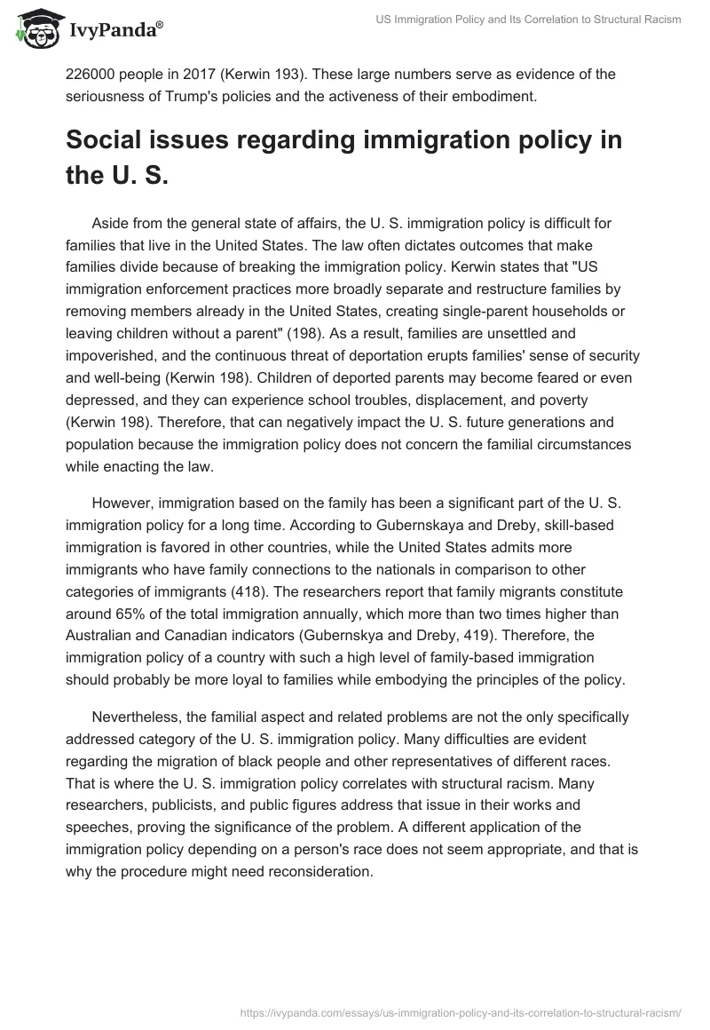 US Immigration Policy and Its Correlation to Structural Racism. Page 3