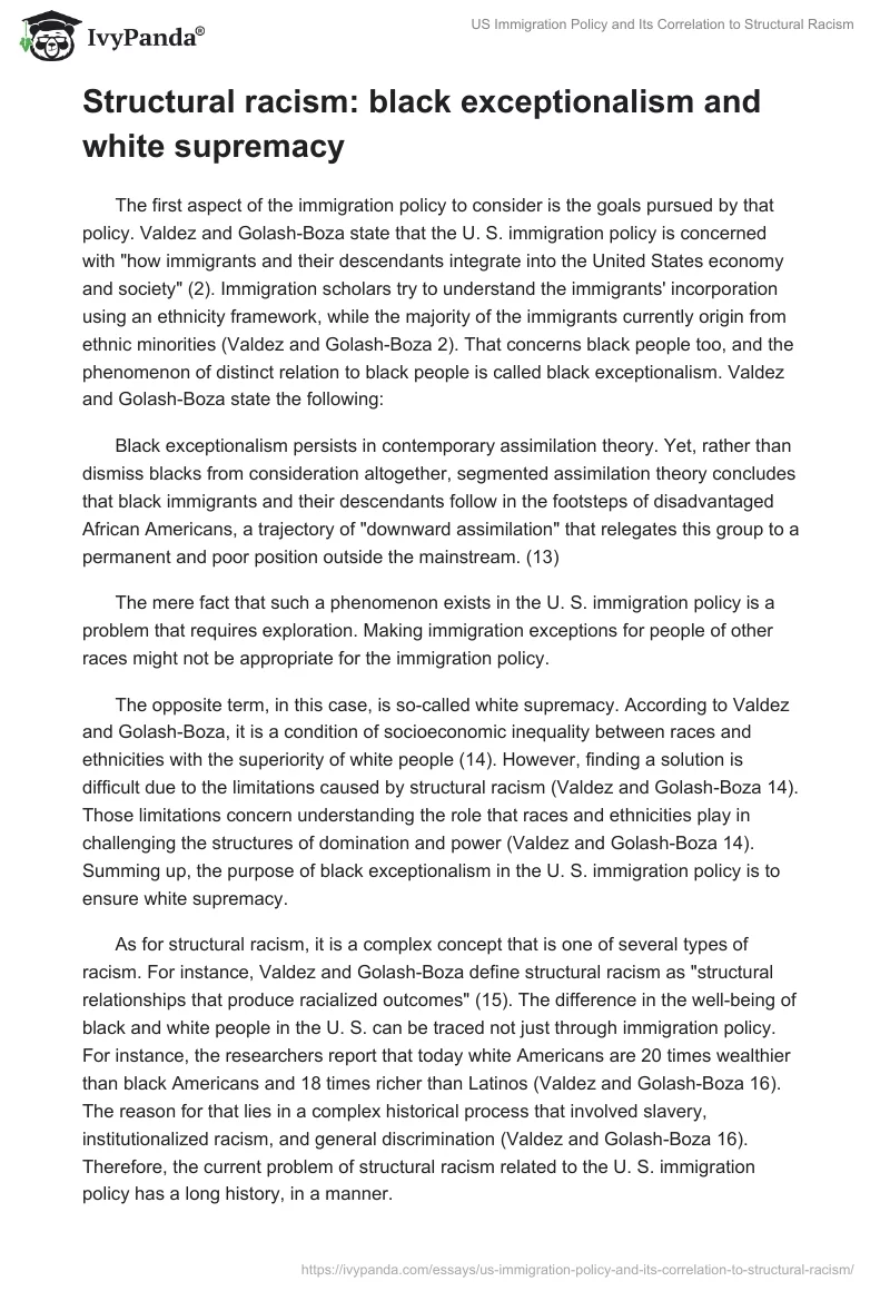 US Immigration Policy and Its Correlation to Structural Racism. Page 4