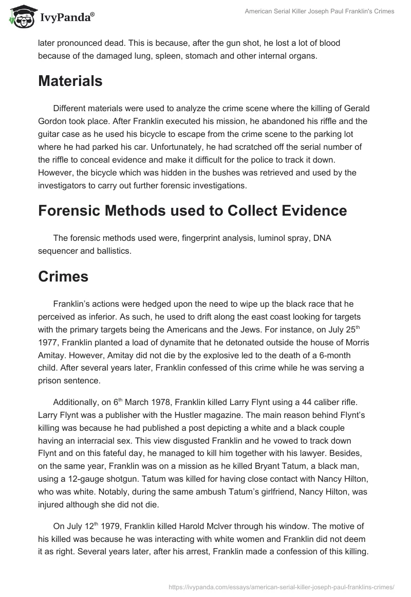 American Serial Killer Joseph Paul Franklin's Crimes. Page 2