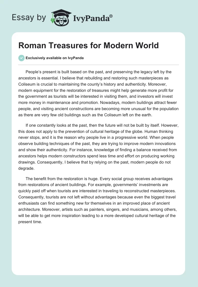 Roman Treasures for Modern World. Page 1