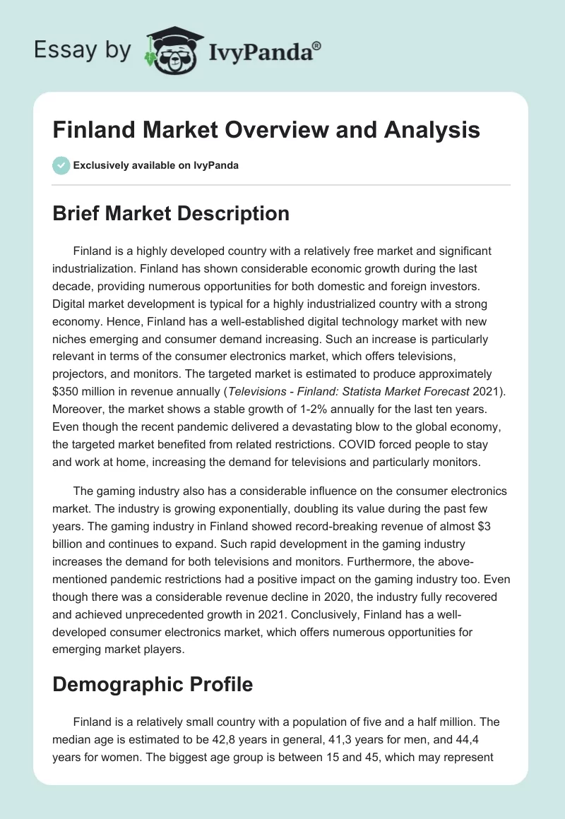 Finland Market Overview and Analysis. Page 1