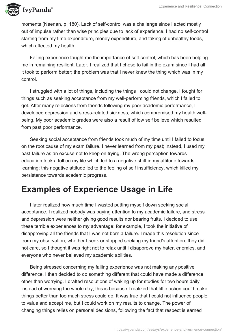 Experience and Resilience: Connection. Page 2