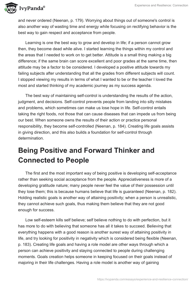 Experience and Resilience: Connection. Page 3