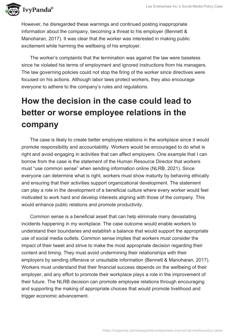 Lee Enterprises Inc.'s Social Media Policy Case. Page 3