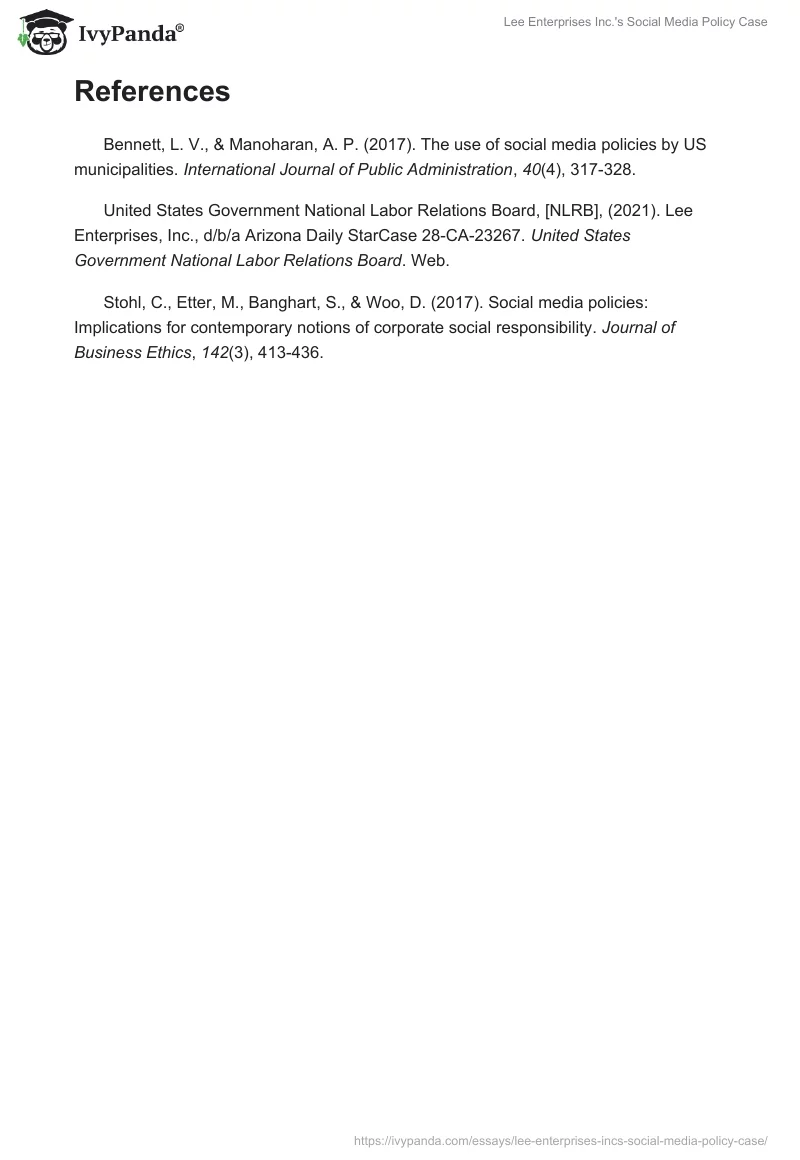 Lee Enterprises Inc.'s Social Media Policy Case. Page 5