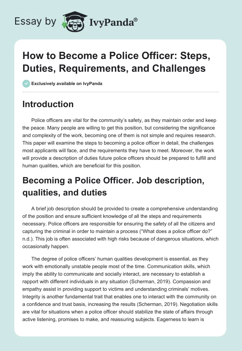 How to Become a Police Officer: Steps, Duties, Requirements, and Challenges. Page 1