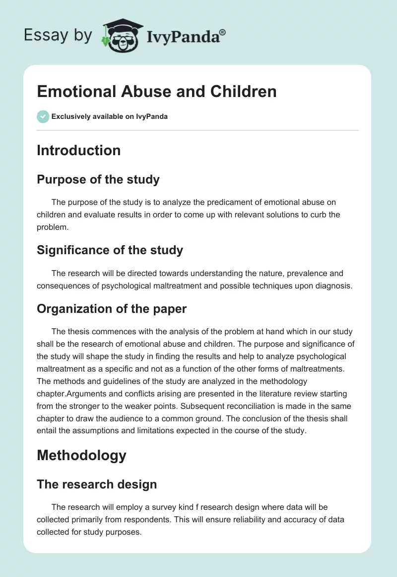 Emotional Abuse and Children. Page 1