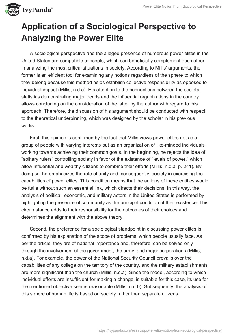 "Power Elite" Notion From Sociological Perspective. Page 2