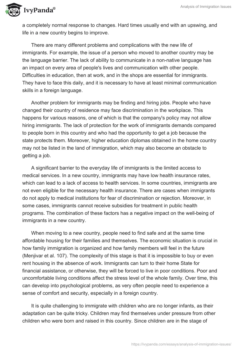 Analysis of Immigration Issues. Page 2