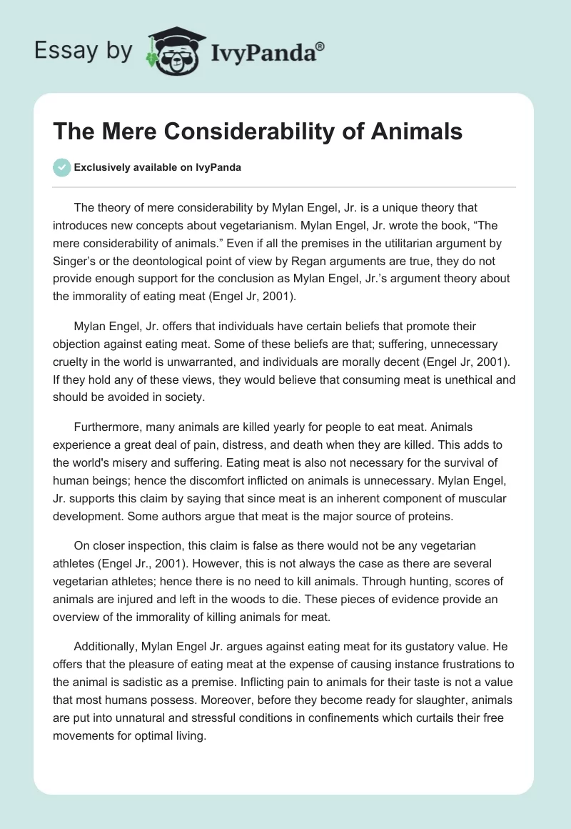 The Mere Considerability of Animals. Page 1