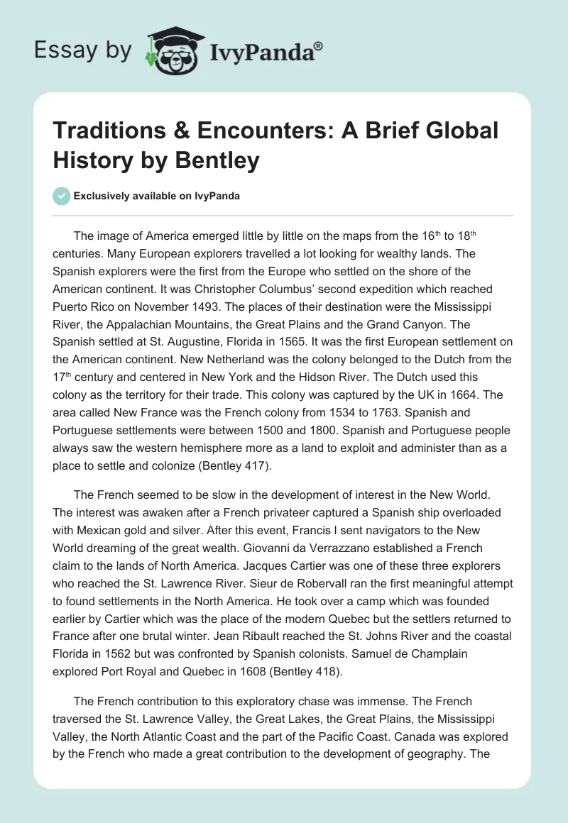 "Traditions & Encounters: A Brief Global History" by Bentley. Page 1