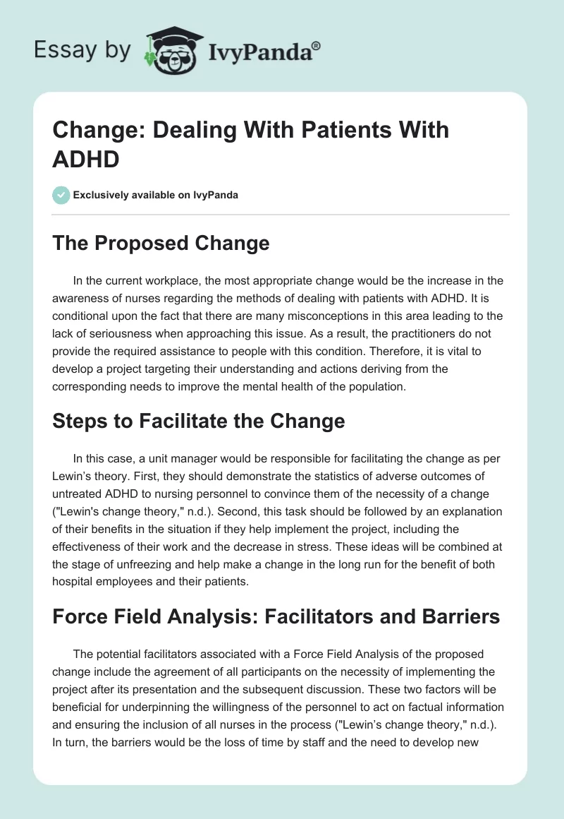 Change: Dealing With Patients With ADHD. Page 1