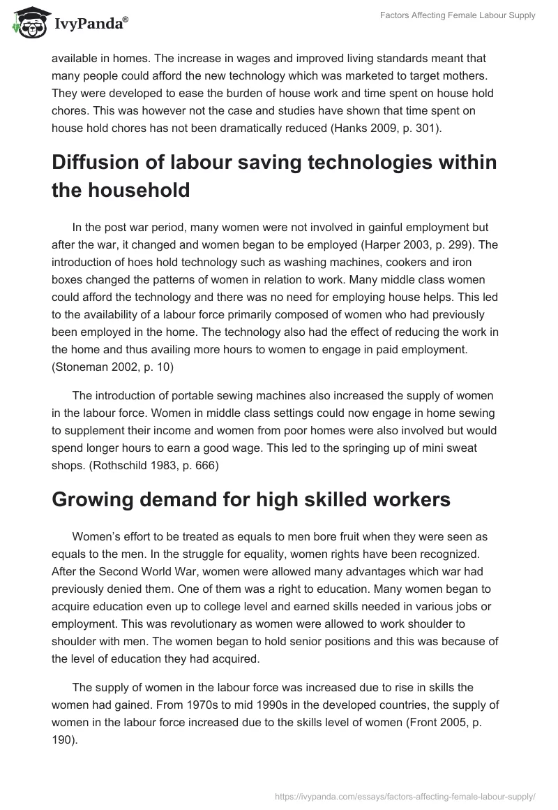 Factors Affecting Female Labour Supply. Page 4