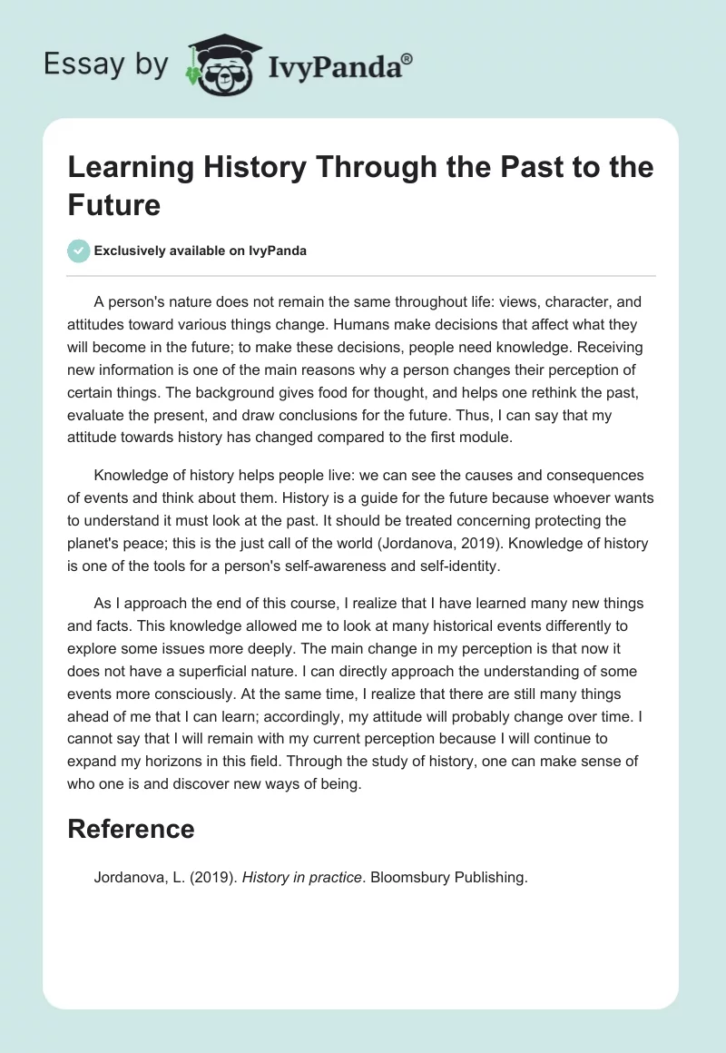 Learning History Through the Past to the Future. Page 1