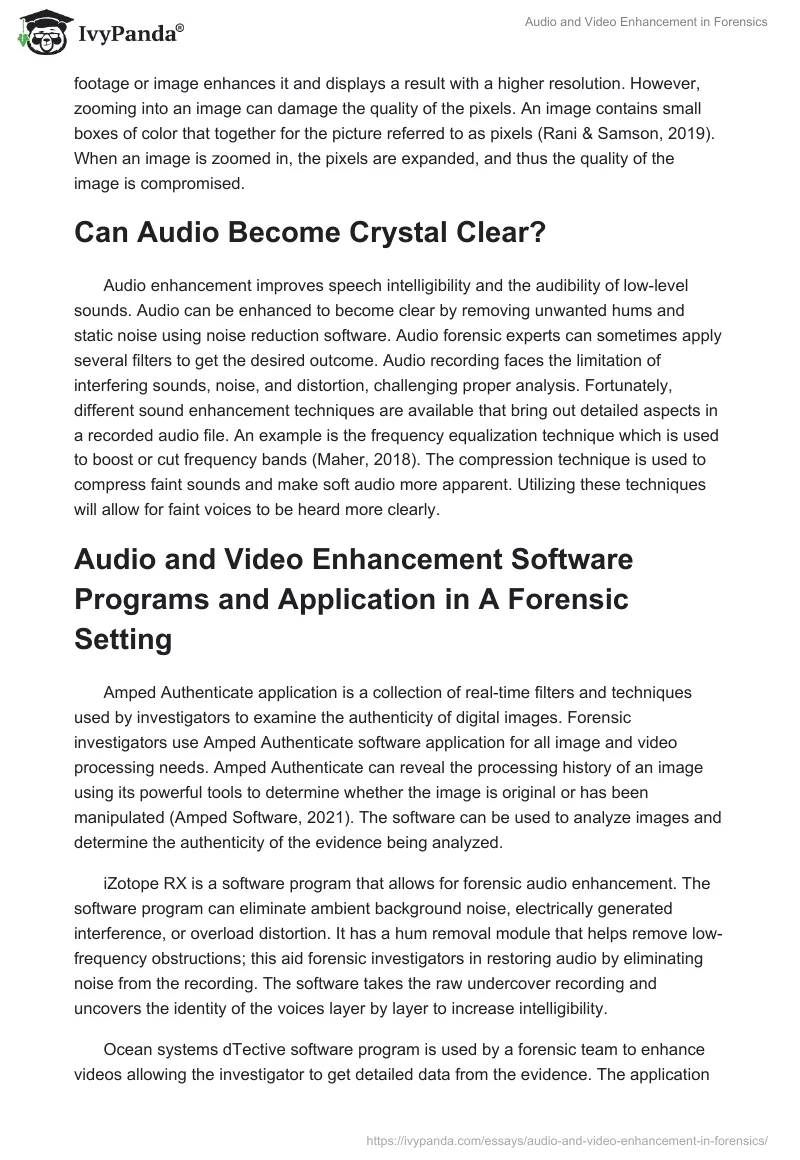 Audio and Video Enhancement in Forensics. Page 2