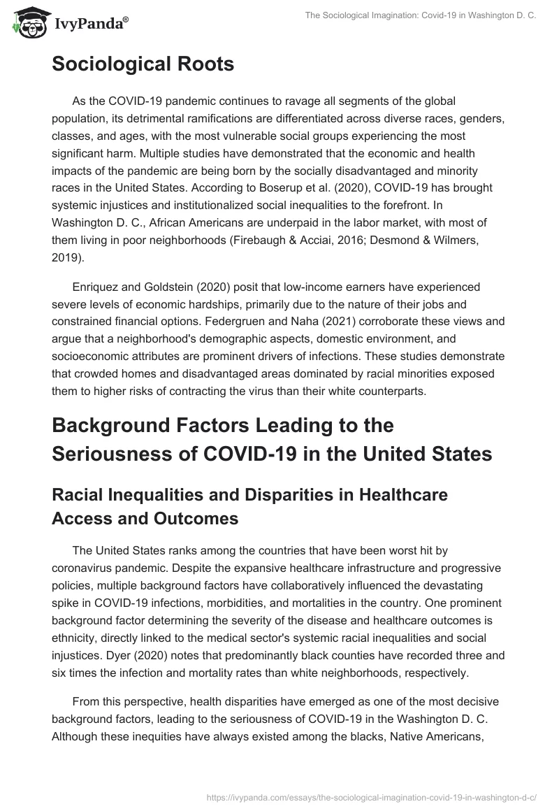 The Sociological Imagination: Covid-19 in Washington D. C.. Page 2