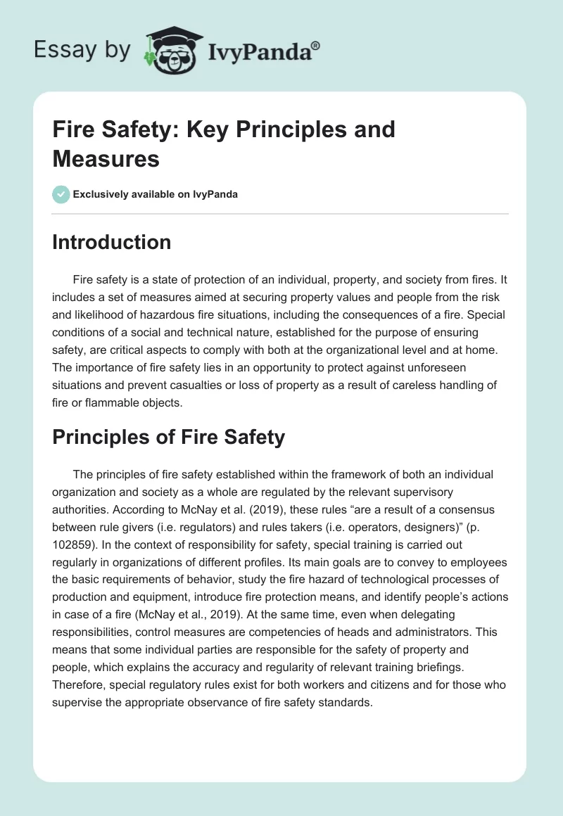 Fire Safety: Key Principles and Measures. Page 1