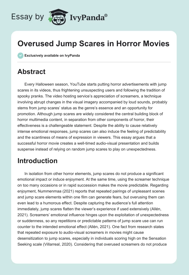 Overused Jump Scares in Horror Movies. Page 1