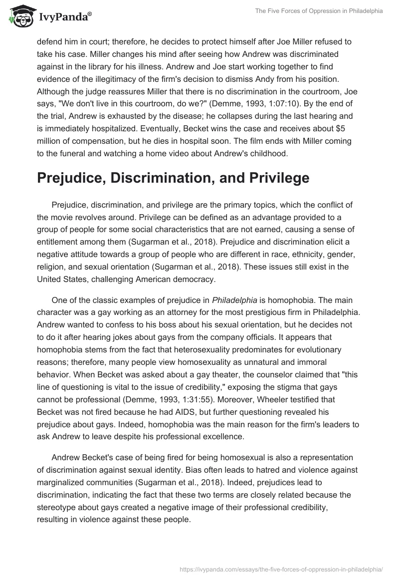 The Five Forces of Oppression in "Philadelphia". Page 2