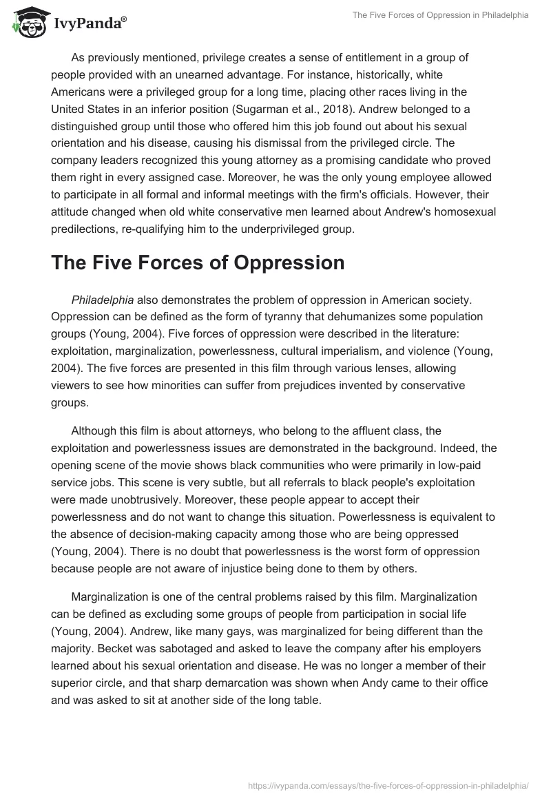 The Five Forces of Oppression in "Philadelphia". Page 3