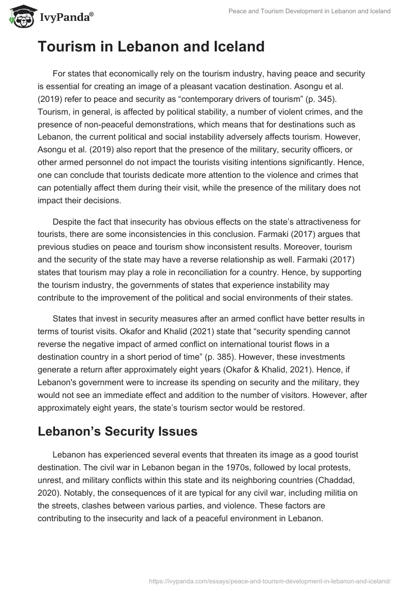 Peace and Tourism Development in Lebanon and Iceland. Page 4
